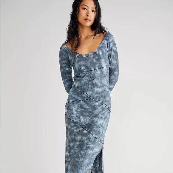 Free People | Dresses | Nwot Free People True Colors Midi Tie Dye Dress Sz  S Blue Z2815 | Poshmark
